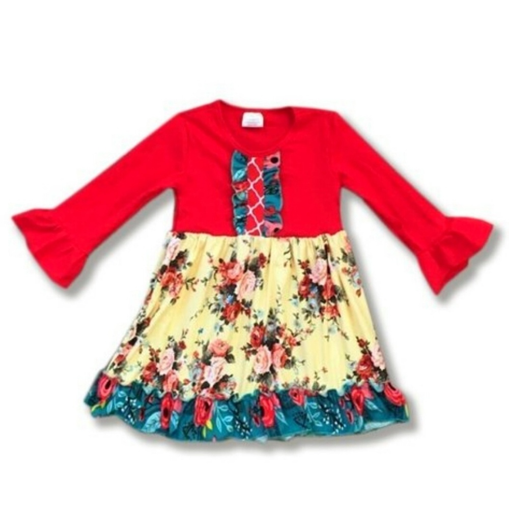 Girls floral mix print dress by HoneyDew